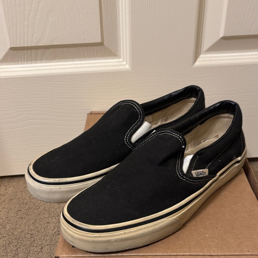 Vans Black and White Slip-On Shoes